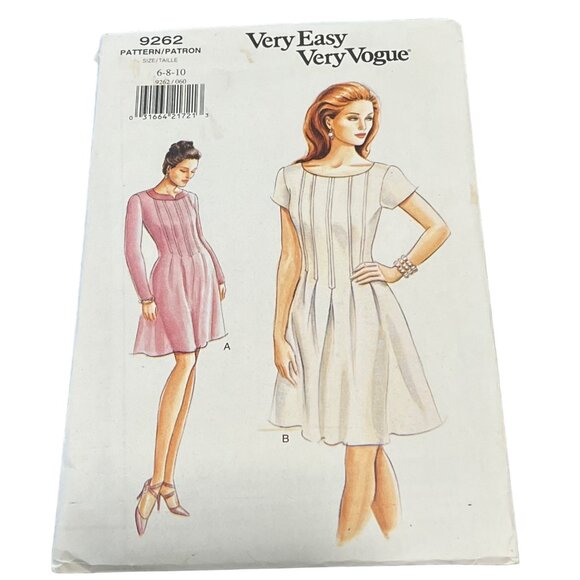 Vintage Vogue 9262 Sewing Pattern Dress Size 6-10 Womens A-Line Short Sleeve - Picture 1 of 2